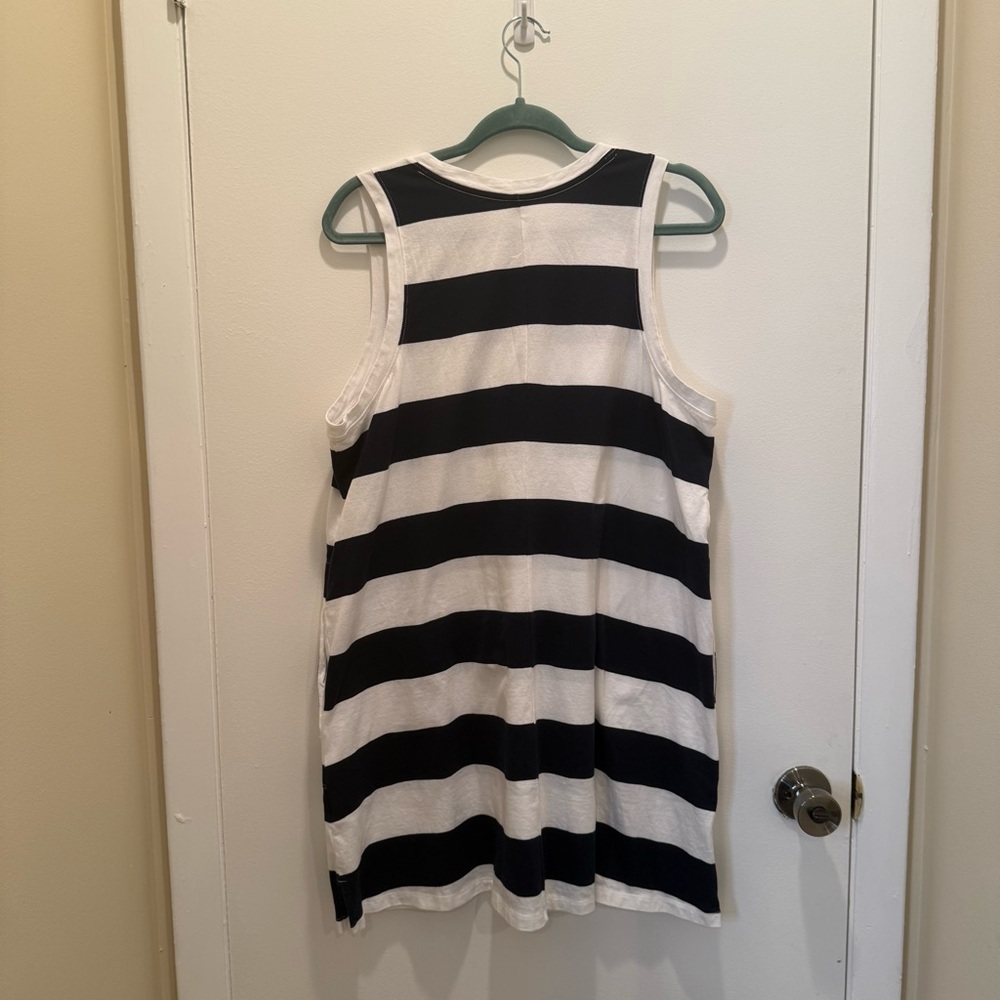 Old Navy Dark Blue White Stripe Sleeveless Mini Shift Dress XL - Picture 2 of 5